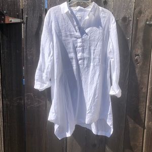 New Asymmetrical Linen Collard Blouse